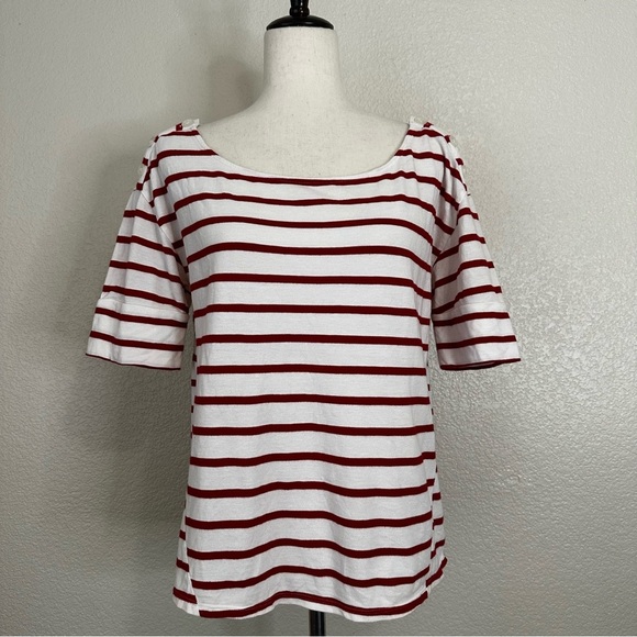 Anthropologie Pilcro and the Letterpress Red White Striped Top, Sz Large - Picture 1 of 13